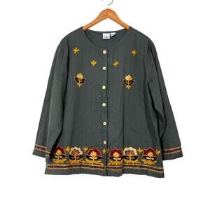 Vintage‎ Carolina Colours Plus Women’s Embroidered Cardigan Sz 18 Green Floral